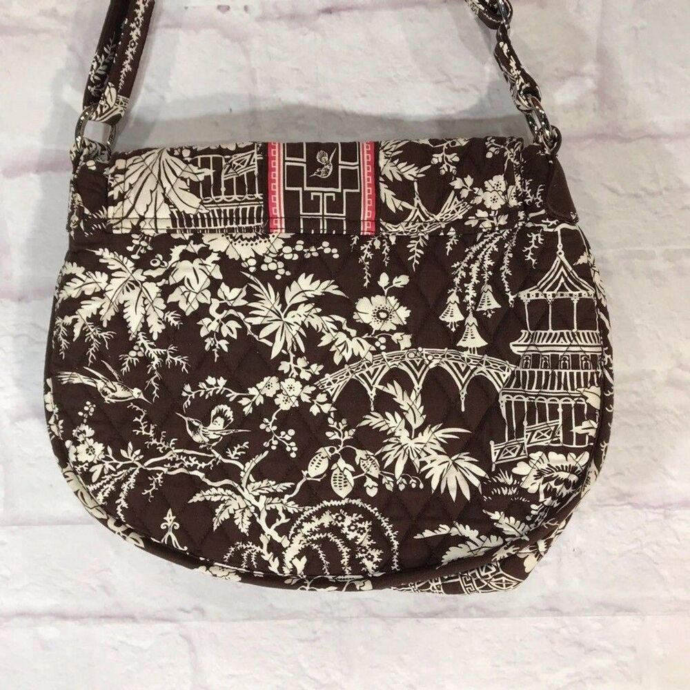 Vera Bradley Womens Imperial Toile Tote Bag Brown Hummingbird Floral Zipper M - Picture 4 of 12